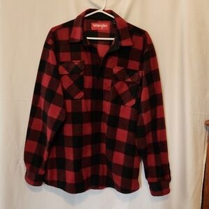 COPY - Wrangler Men's Long Leeve Fleece Black and Red  Pattern Button Down Spor…